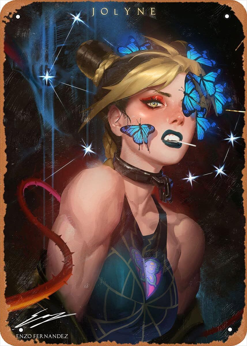 Anime Poster Enzo Fernandez figure poster metal tin sign Jolyne Kujo Wall Decor