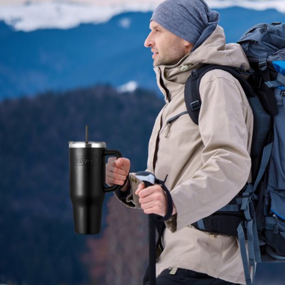 40 oz Insulated Water Bottle Stainless Steel Sports Coffee Cup with Lid