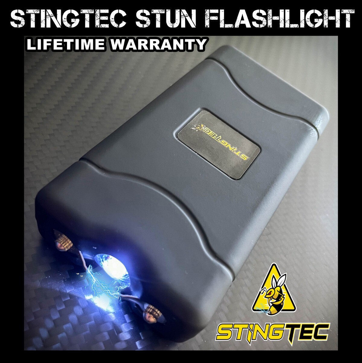 STINGTEC Stun Gun Mini BLACK ST-100 High POWER BV Rechargeable LED Flashlight