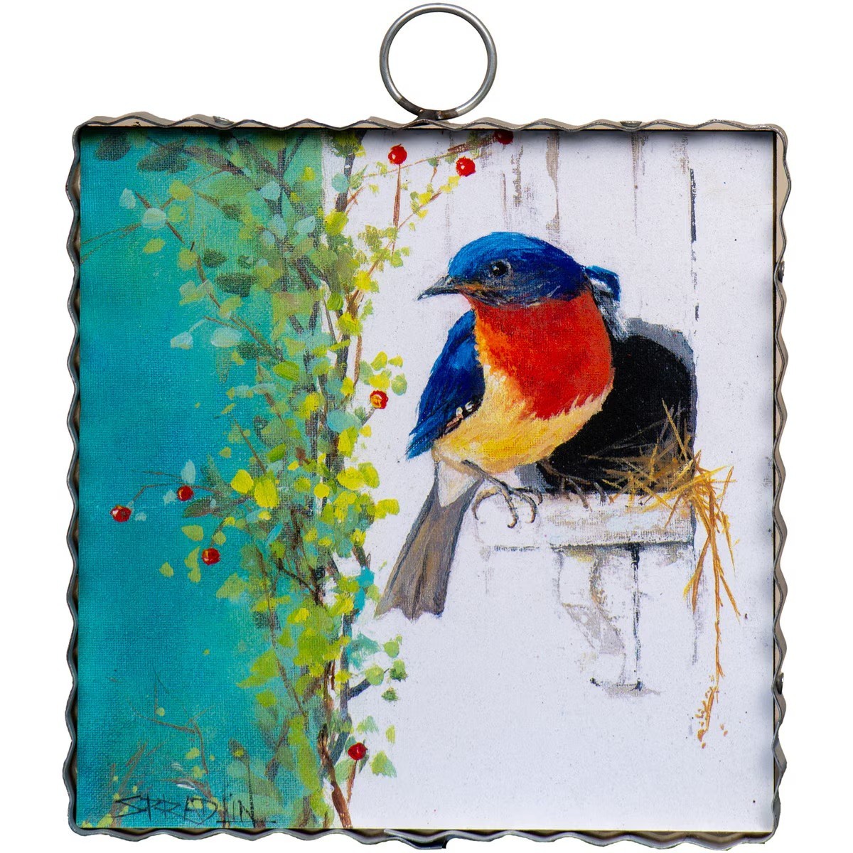 The Round Top Collection Mini Bluebird House Print 6x6x1