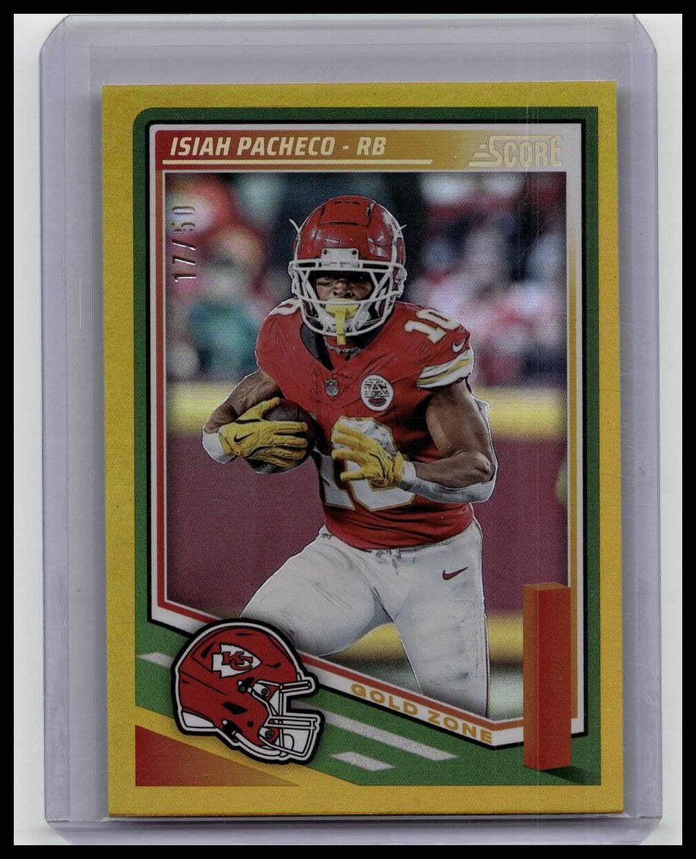 Isiah Pacheco 2025 Score Gold Zone /50 #278 CHIEFS