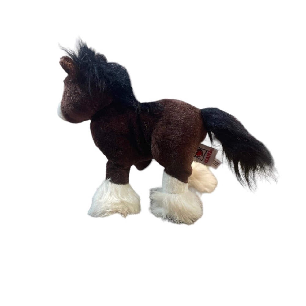 Ganz Webkinz Clydesdale Horse, Black & Brown with Shaggy White Feet -No Code, Co