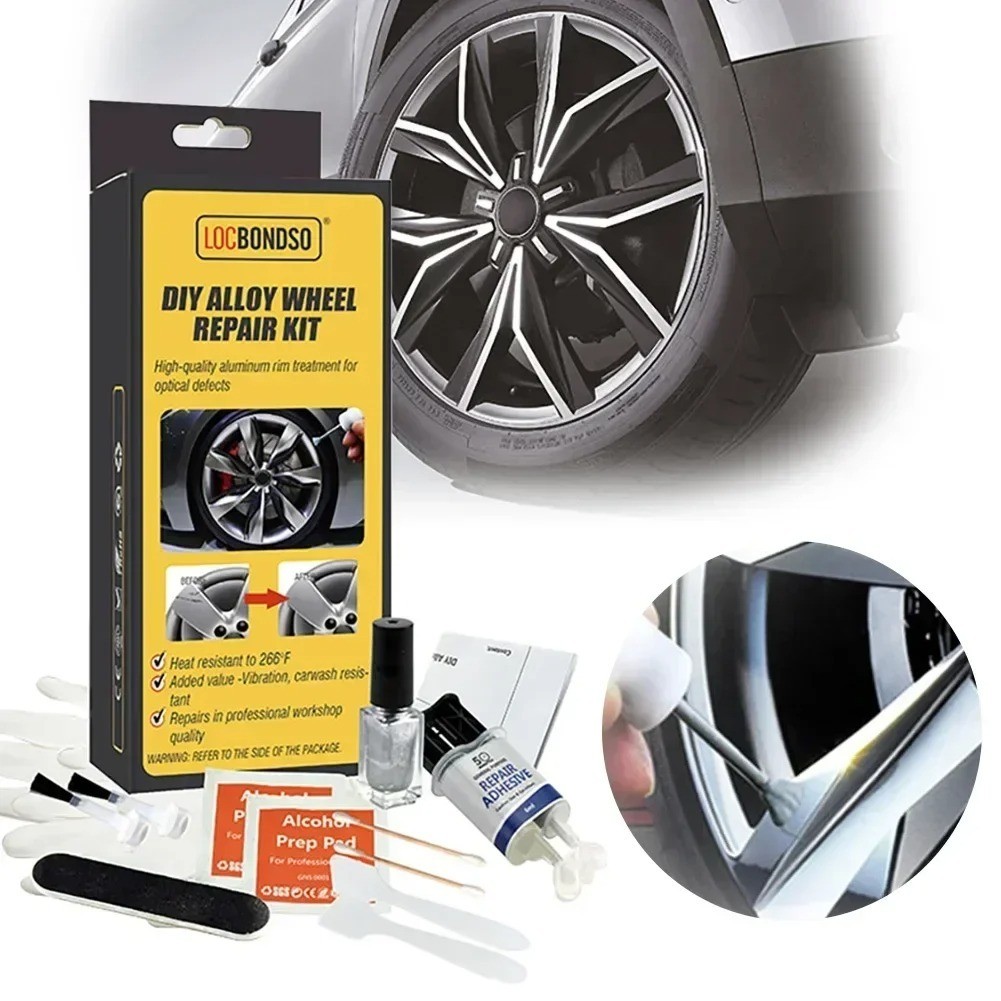 Alloy Wheel Repair Kit Silver Rim Scratches Curb Rash Damage Fix Tool Car Auto