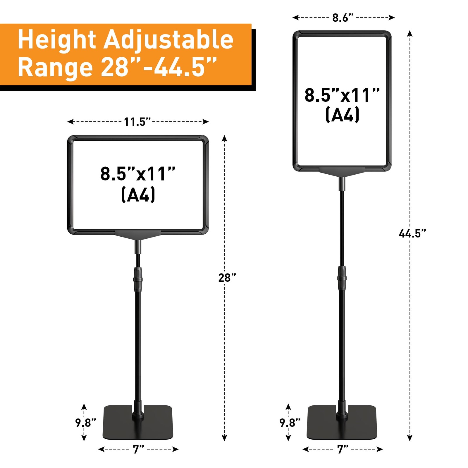 RANDUN Sign Holder Stand 8.5×11 inch Sign Stand – Floor Standing Sign Holder Adj