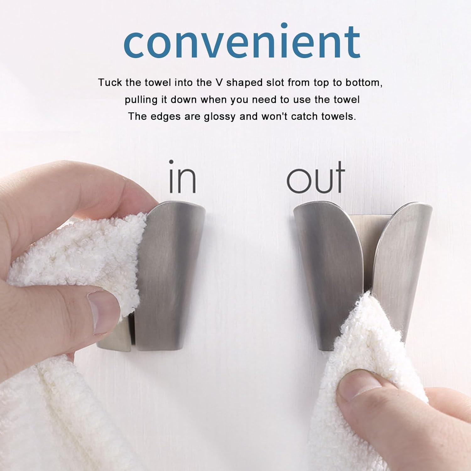 2 Pcs Kitchen Towel Holder, Stainless Steel Adhesive Hooks,V Type Dish…
