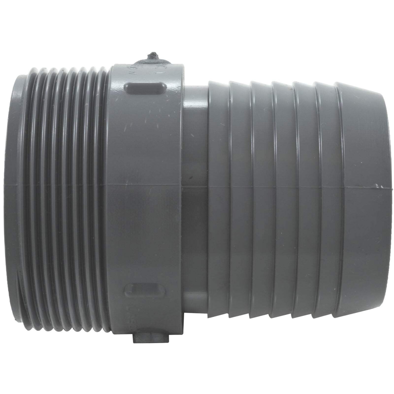 Barb Adapter, Lasco, 2″ Male Pipe Thread x 2″ Barb, PVC : 1436-020