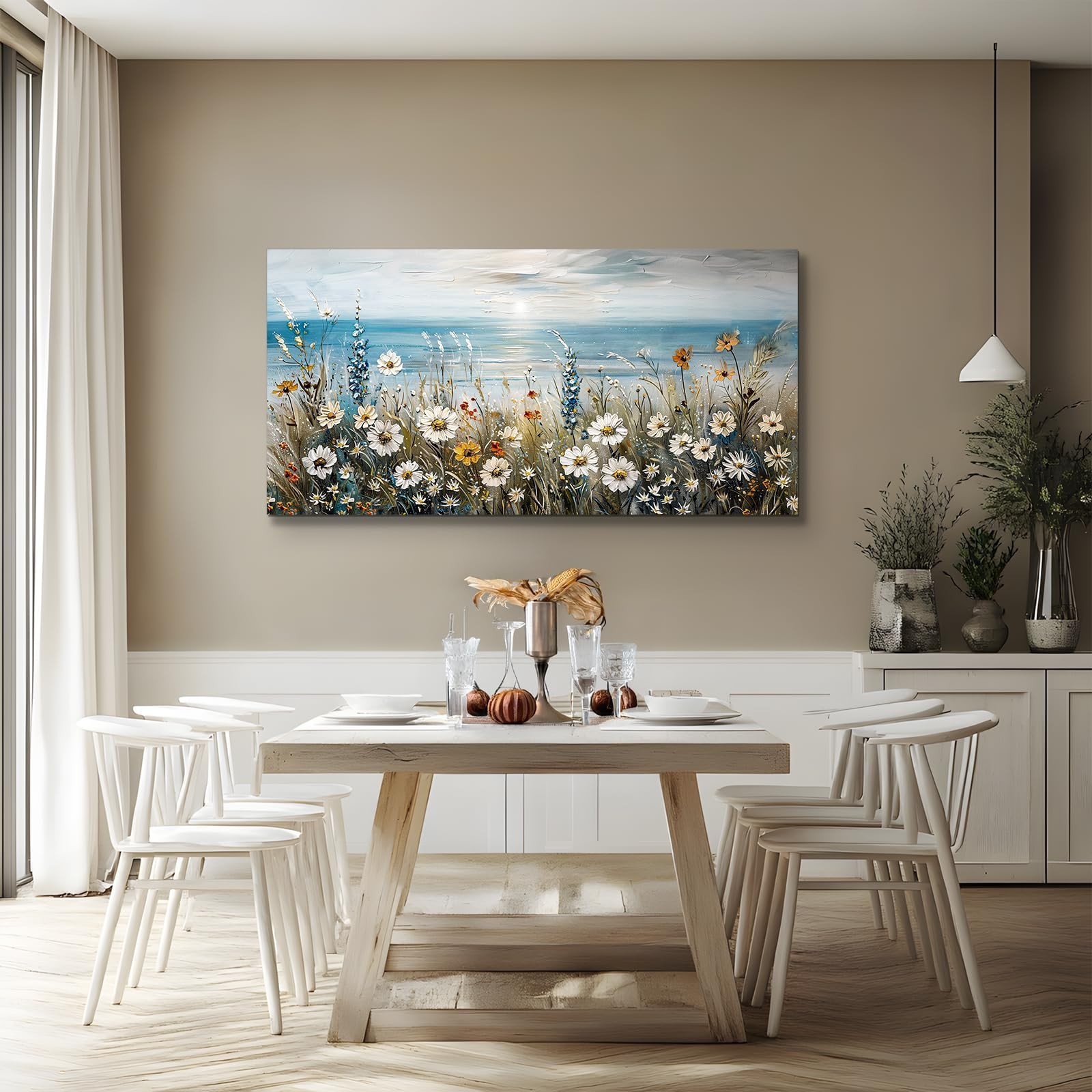 SERIMINO Coastal Landscape Wall Art Prints, Beach Daisy Large Canvas Prints, …