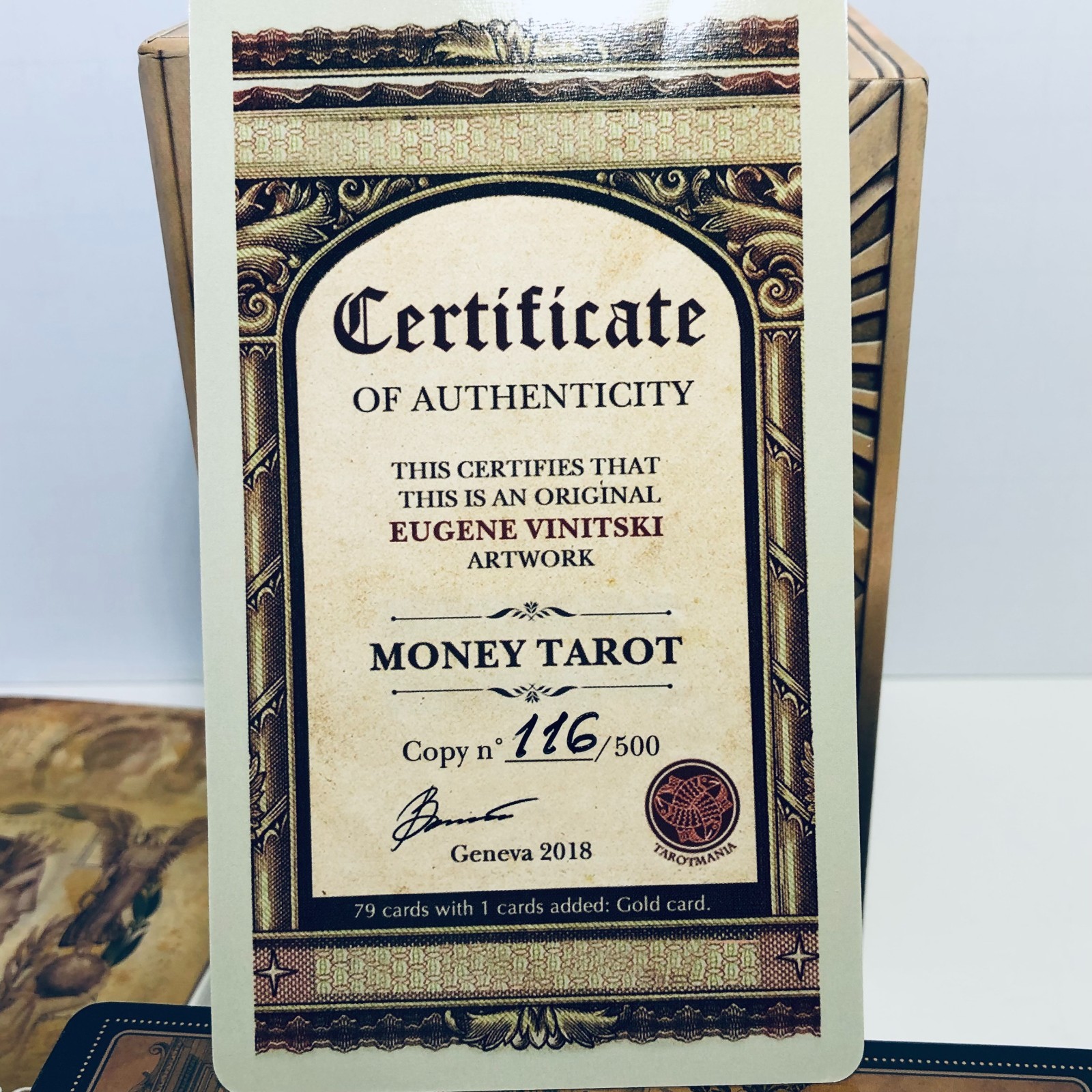 Money Tarot Eugene Vinitski Limited Edition #116/500 Certificate Geneva 2018