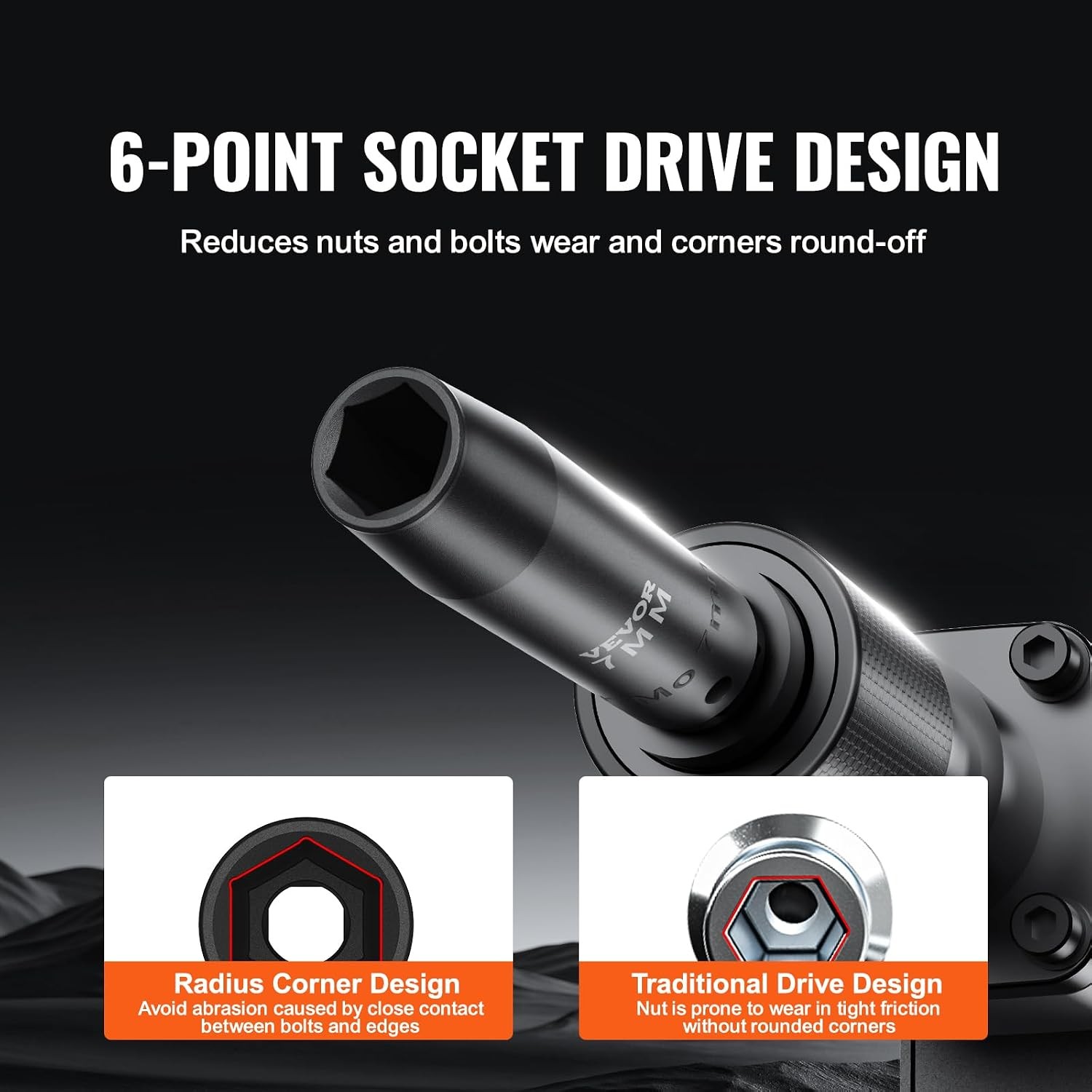 VEVOR 1/2″ Drive Impact Socket Set, 65 Piece SAE 3/8″ to 1-1/4″ and Metric 10-