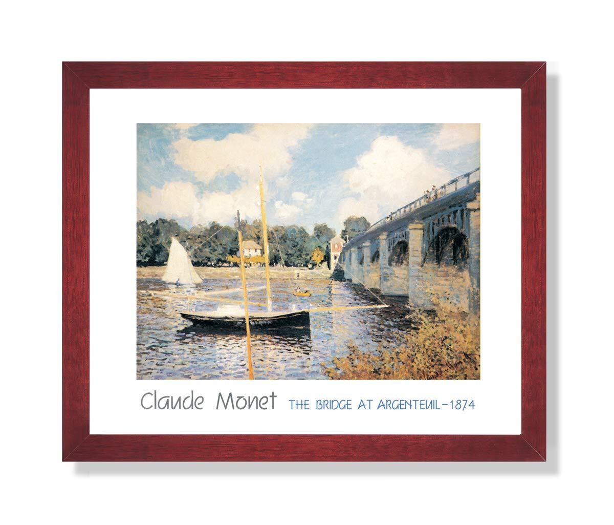 Claude Monet Lake Bridge & Sailboats Landscape Picture Framed Art Print