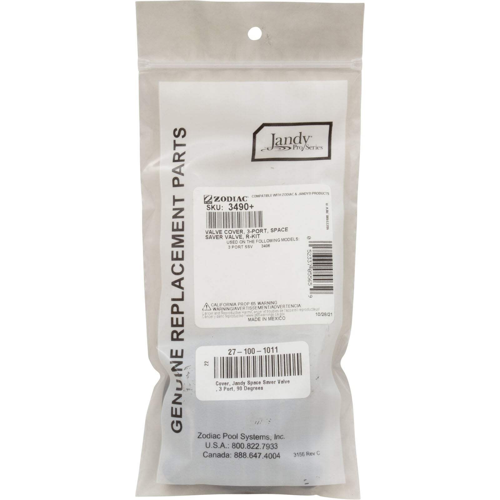 Cover, Jandy Space Saver Valve, 3 Port, 90 Degrees : 3490+