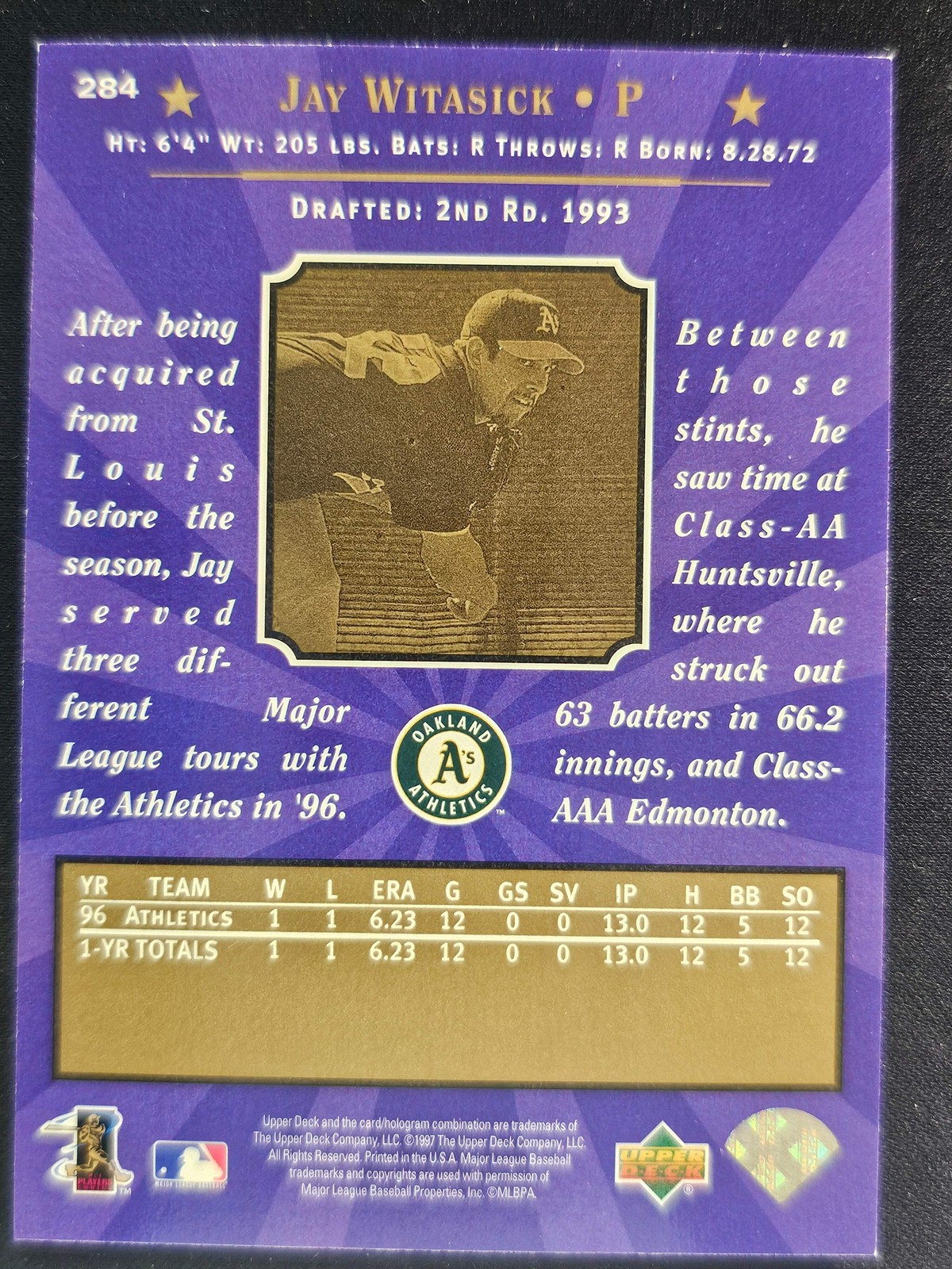 1997 Upper Deck #284 Jay Witasick