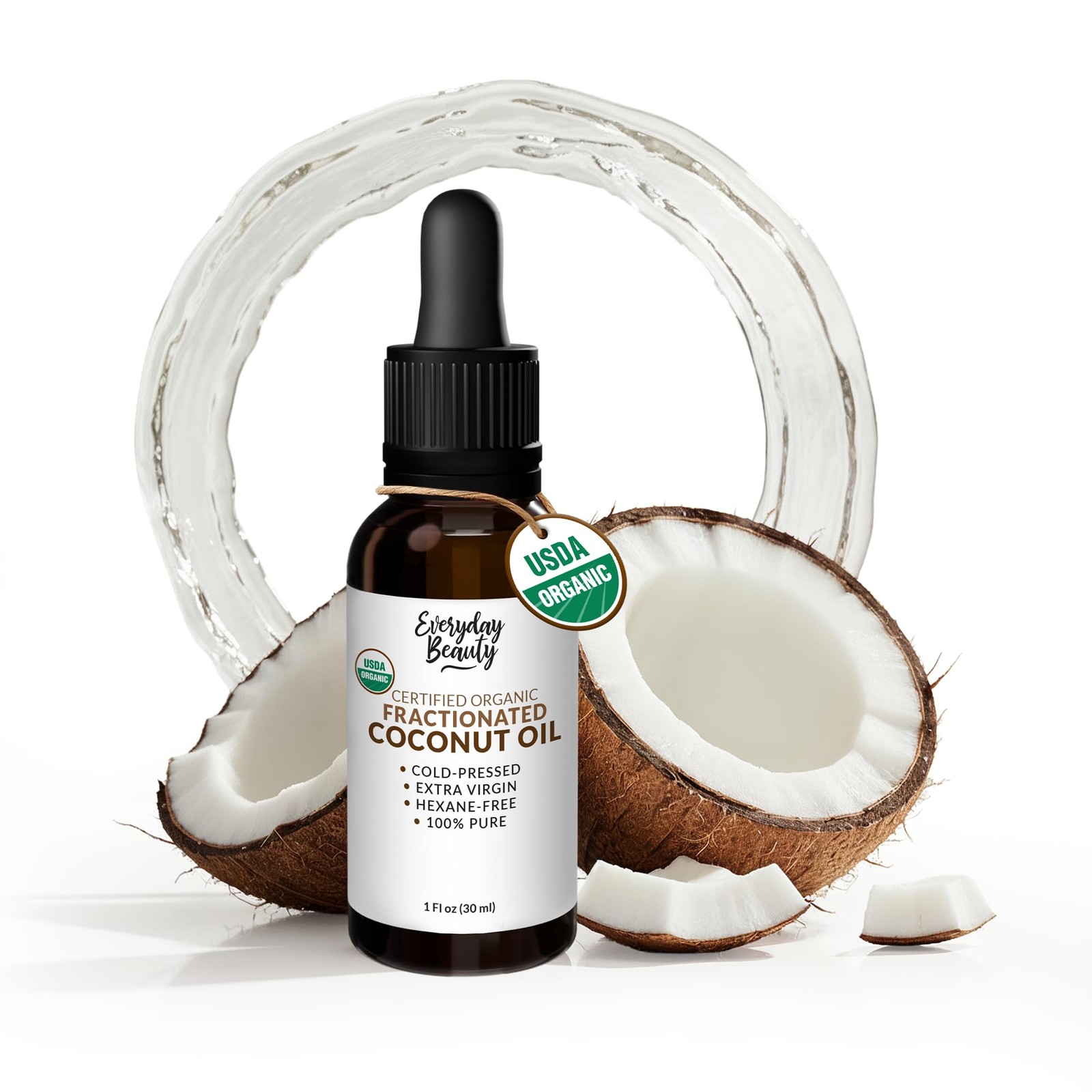 Organic Fractionated Coconut Oil | 100% Pure, 1 Fl Oz (Pack of 1)