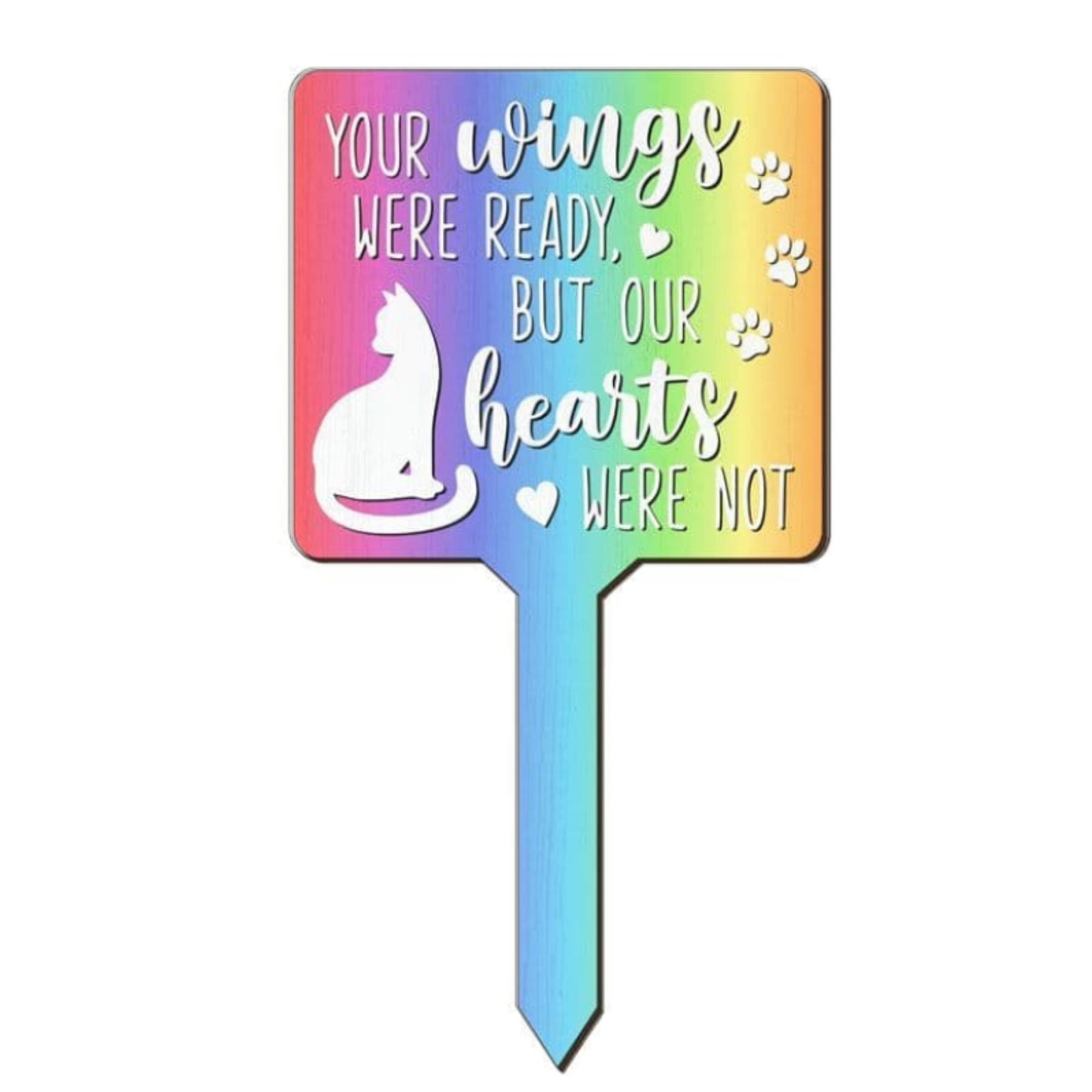 Cat Memorial Rainbow Garden Planter Sign Plaque