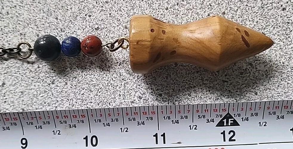 MAPLE Wood Pendulum 2nd, 5th Chakras: Red Leopard Jasper Energy Healing, Dowsing