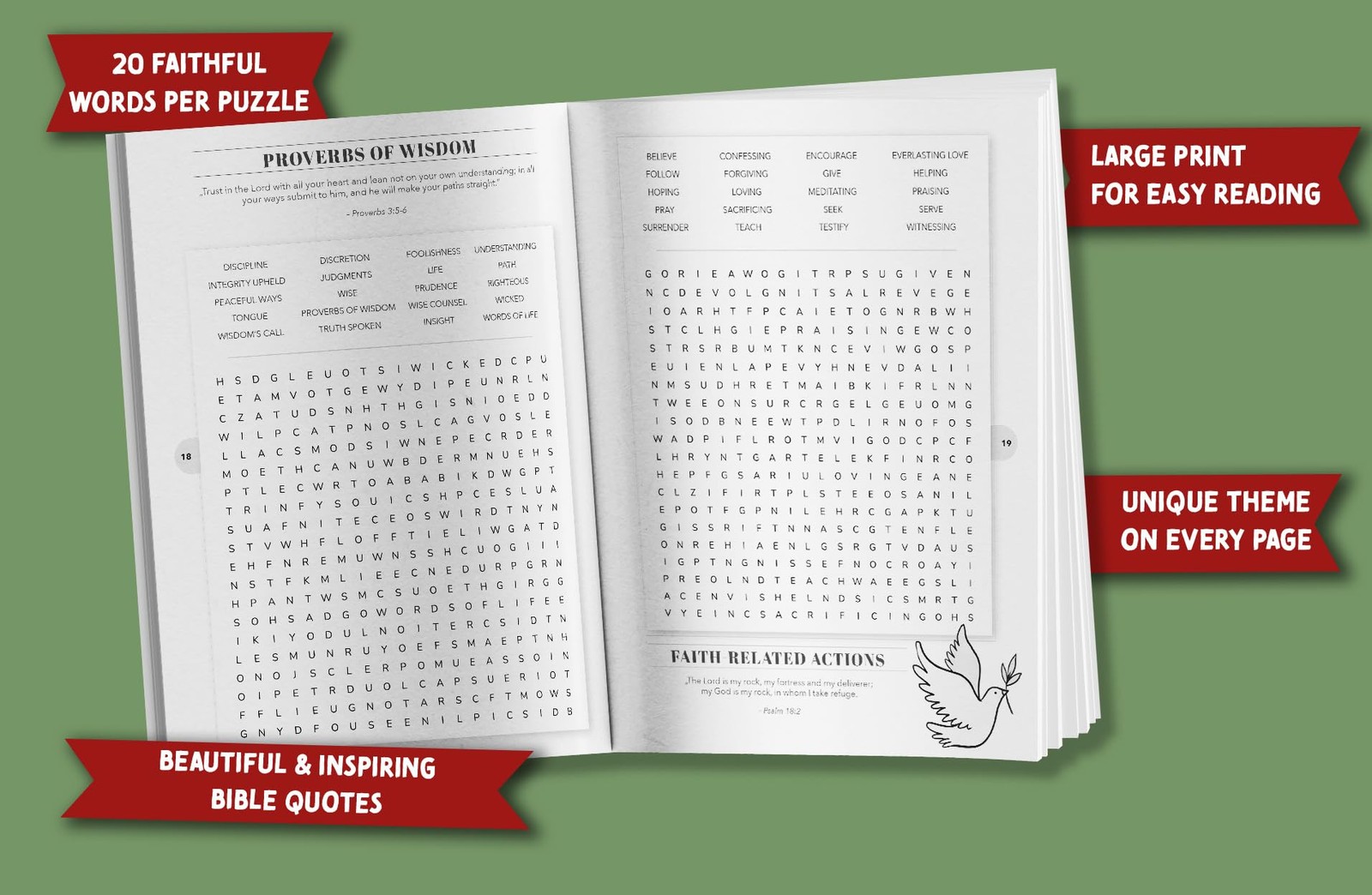 Inspirational Bible Word Search for Adults: Large Print Puzzles for…