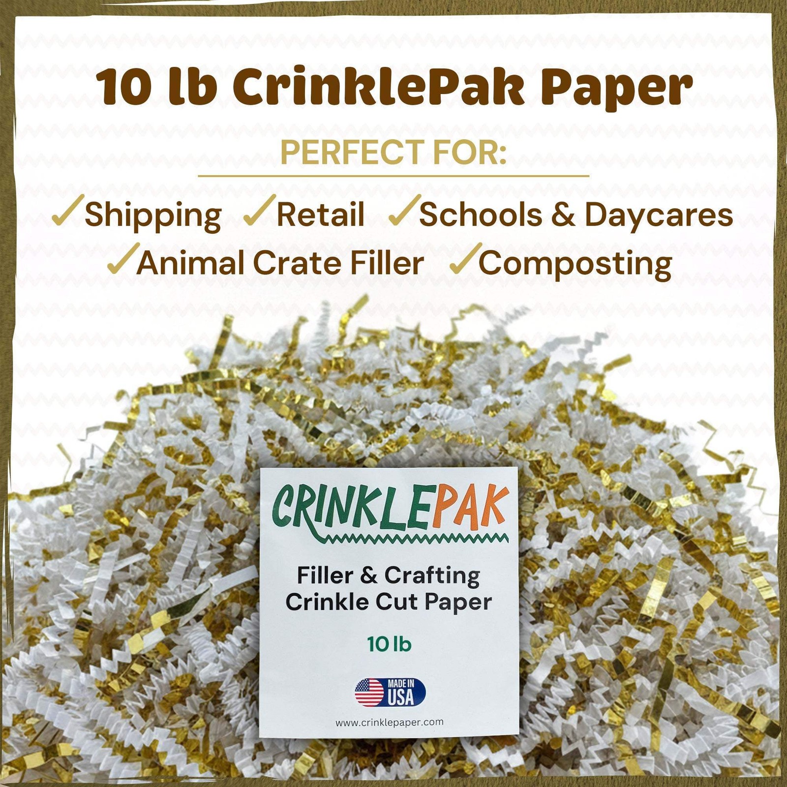 10lb White Gold Premium Crinkle Paper