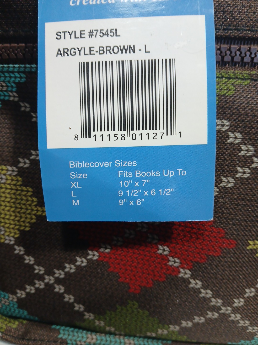White Dove Designs Bible Cover Argyle Brown New with Tags