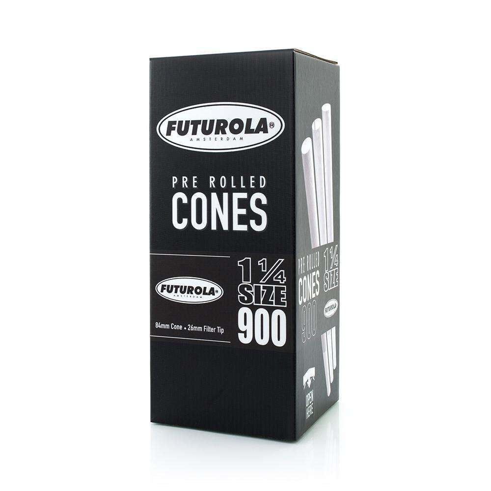 Futurola Paper Cones – 1 ¼ Size – 900pc – Branded Tip – White