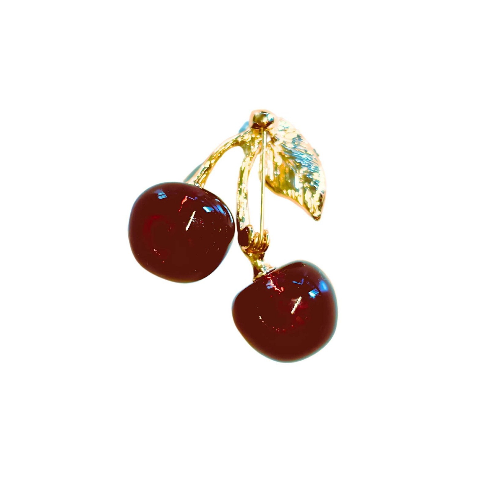 Cheeky Cherries Brooch | 1.45″ Wide Pin in Metal Alloy with Gold Finish