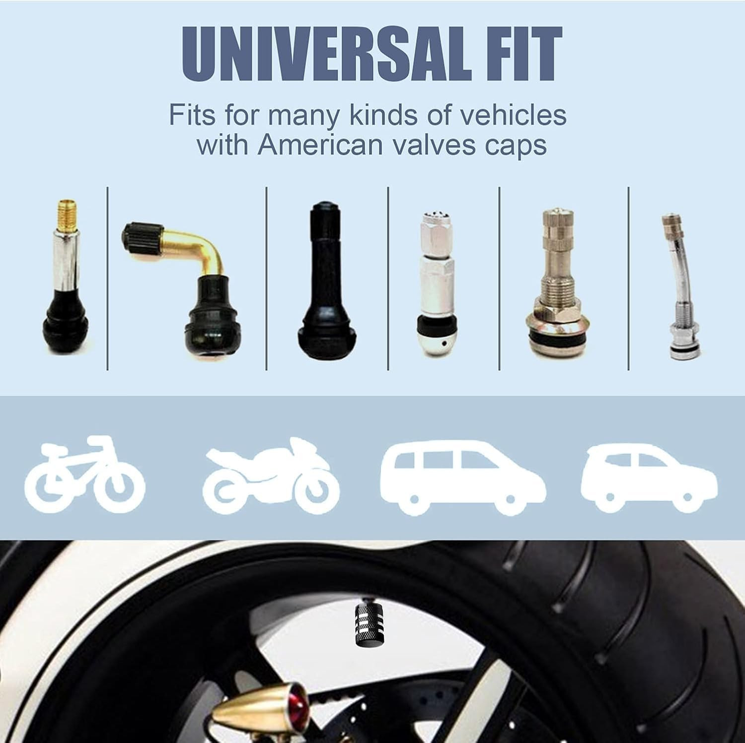 Tire Valve Stem Cap Cover – (5 Pack) Tire Air Cap Metal with Plastic Liner Corro