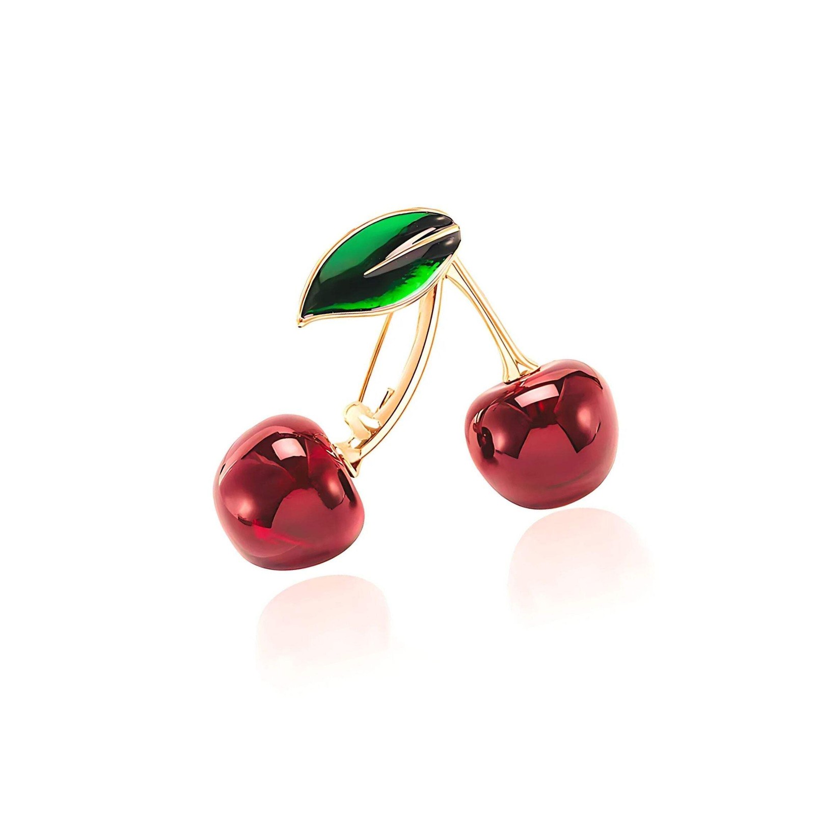 Cheeky Cherries Brooch | 1.45″ Wide Pin in Metal Alloy with Gold Finish