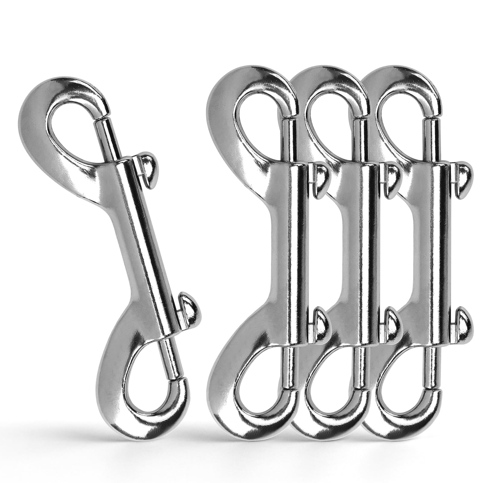 4 PCS Double Ended Snaps, 3.5 Inch Zinc Alloy Trigger Metal Inch, Silver