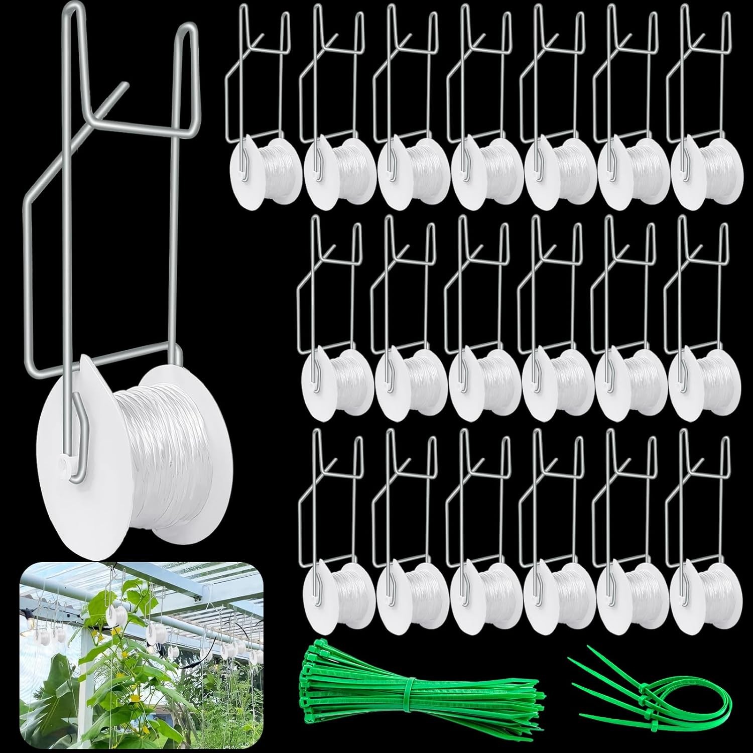 Paradi star 20Pack Tomato Trellis Roller Hooks,Greenhouse Hooks, White