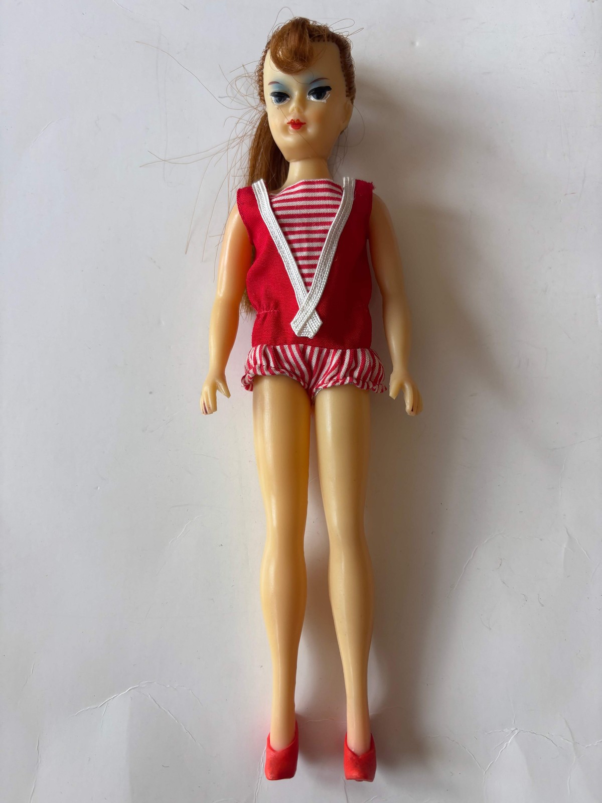 Vintage 1960’s Japan Bild Lilli Clone Skipper Doll w/bathing suit and shoes