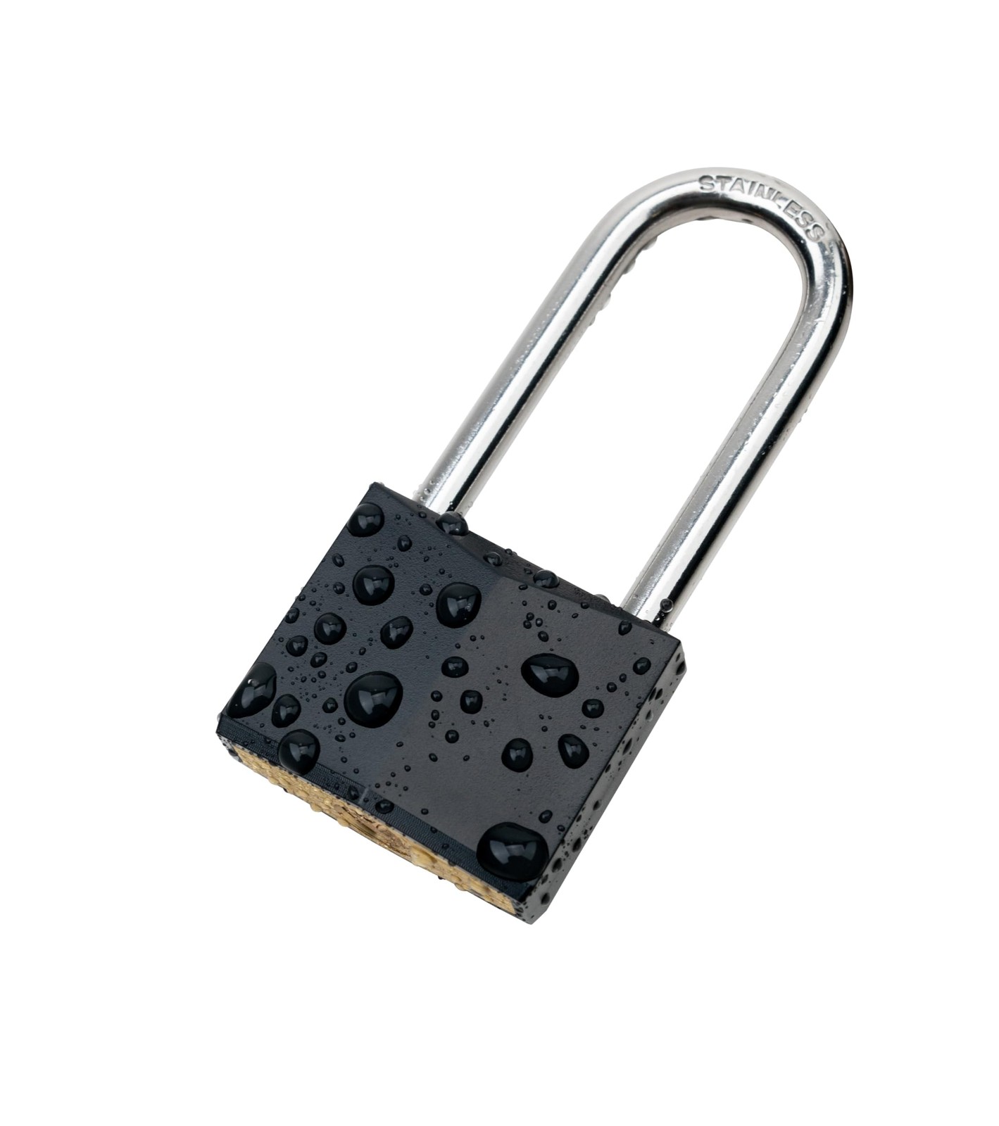 ROOKMAD Black Covered Brass Keyed Padlock with Stainless 1 Pack Long