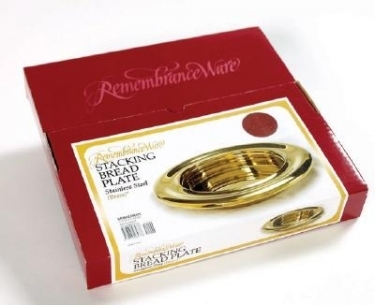Communion Bread Plate 10″ – Stacking Stainless Steel Brass Color – NEW