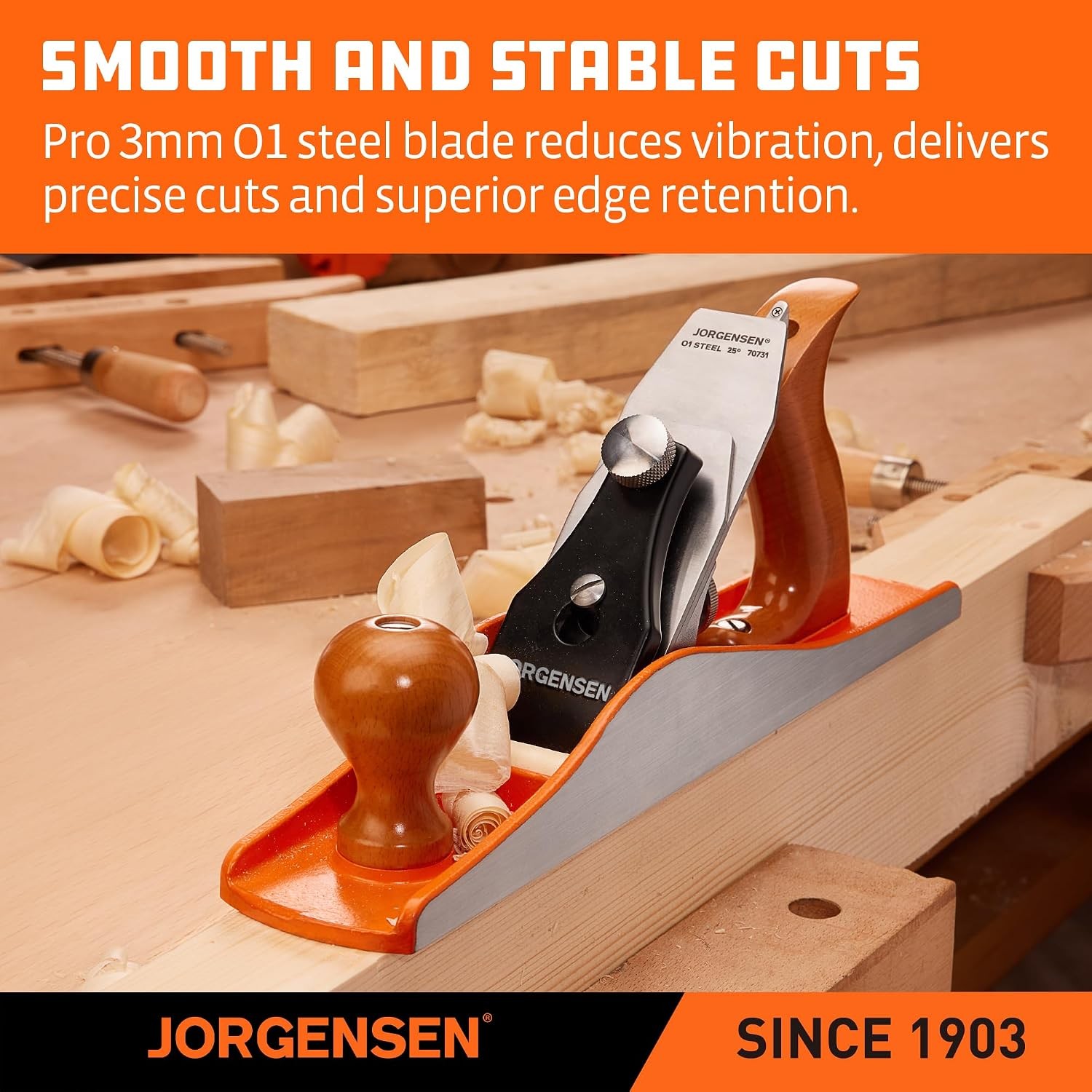 JORGENSEN No.5 Wood Planer, Hand Planer for Woodworking, Jack Plane for Flatte