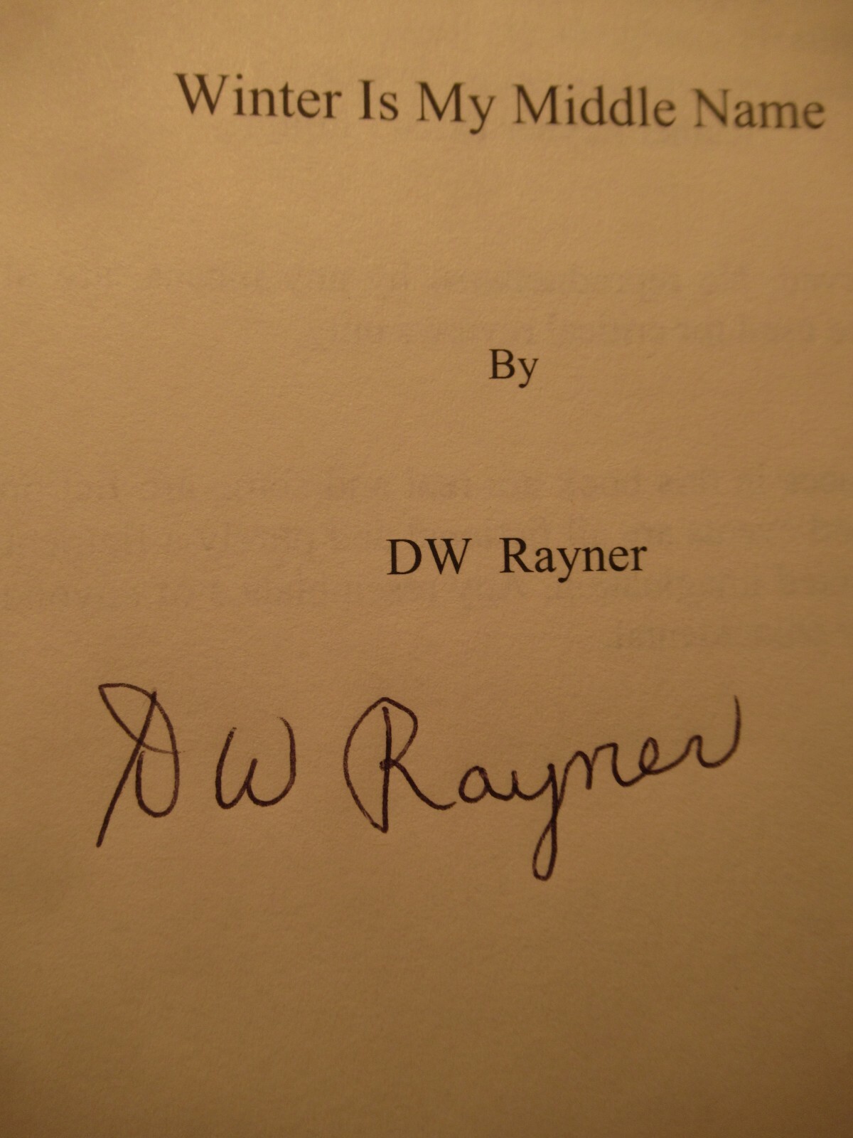 ‘Winter Is My Middle Name’ Autographed by Don Rayner Johnstown PA Memories Book