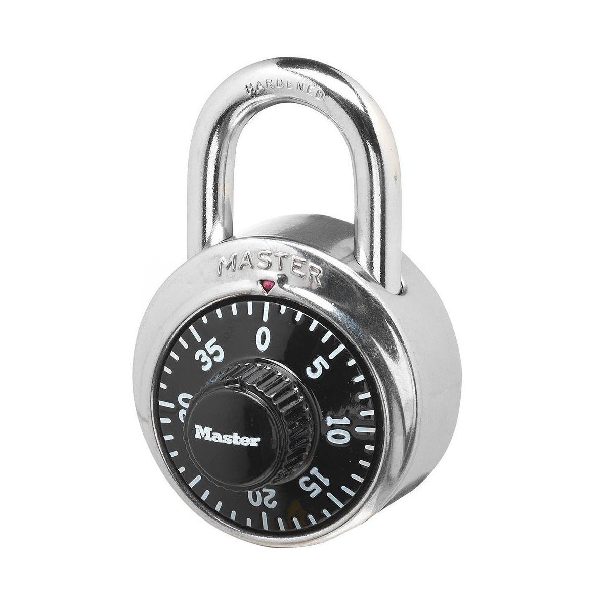 Master Lock 1-7/8″ Black Dial Combination Padlock: Silver, Pin-Tumbler, Locker L