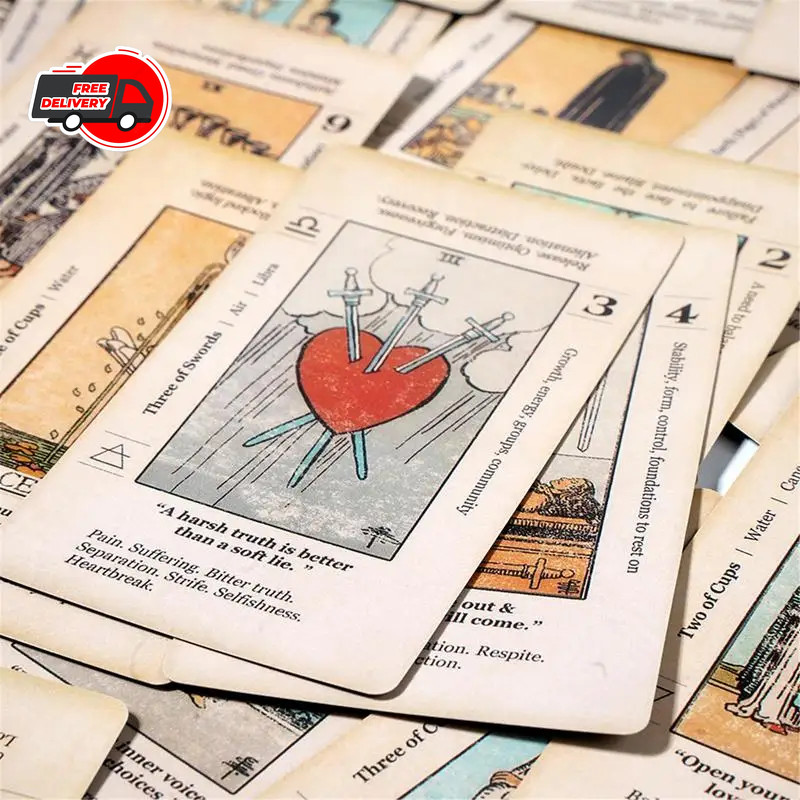 Beginner Tarot Deck 78 Cards with Meanings Keywords Upright & Reversed Antiqued