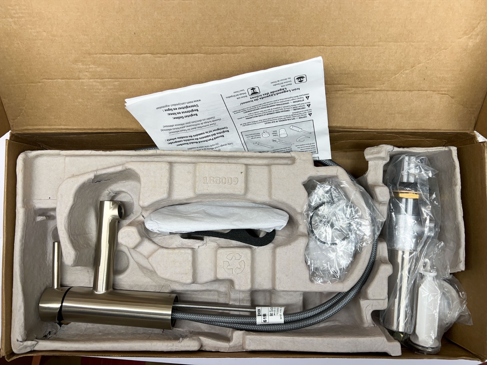 Moen Align Brushed Nickel One-Handle High-Arc Bathroom Faucet w/Drain 6190BN