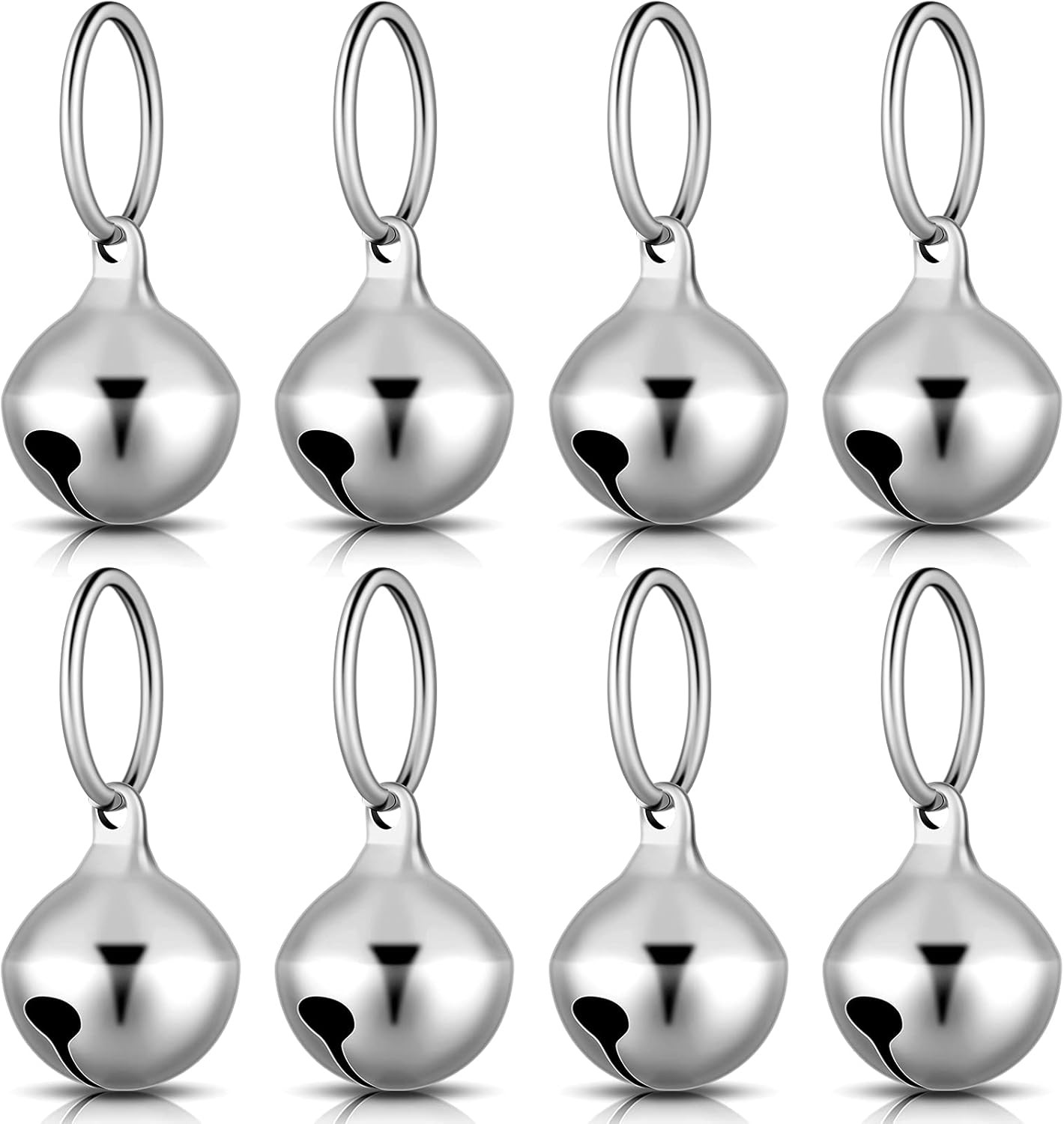 Hotop 8 Pack Collar Bells for Small Dogs Cat Charm Silver