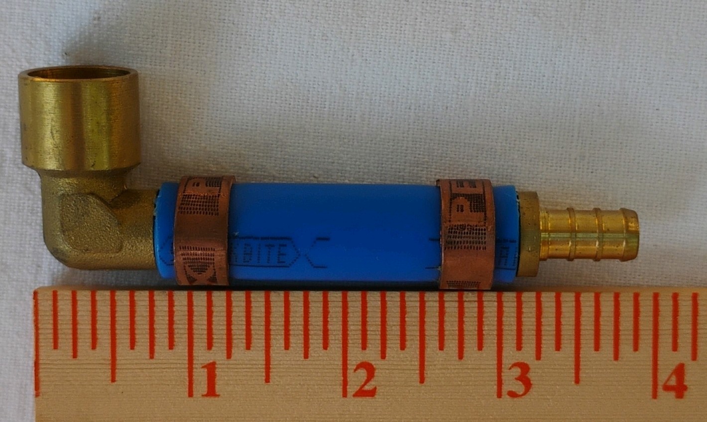 Blue Tobacco Smoking Pipe. PEX Tubing And Brass. Industrial And Durable.
