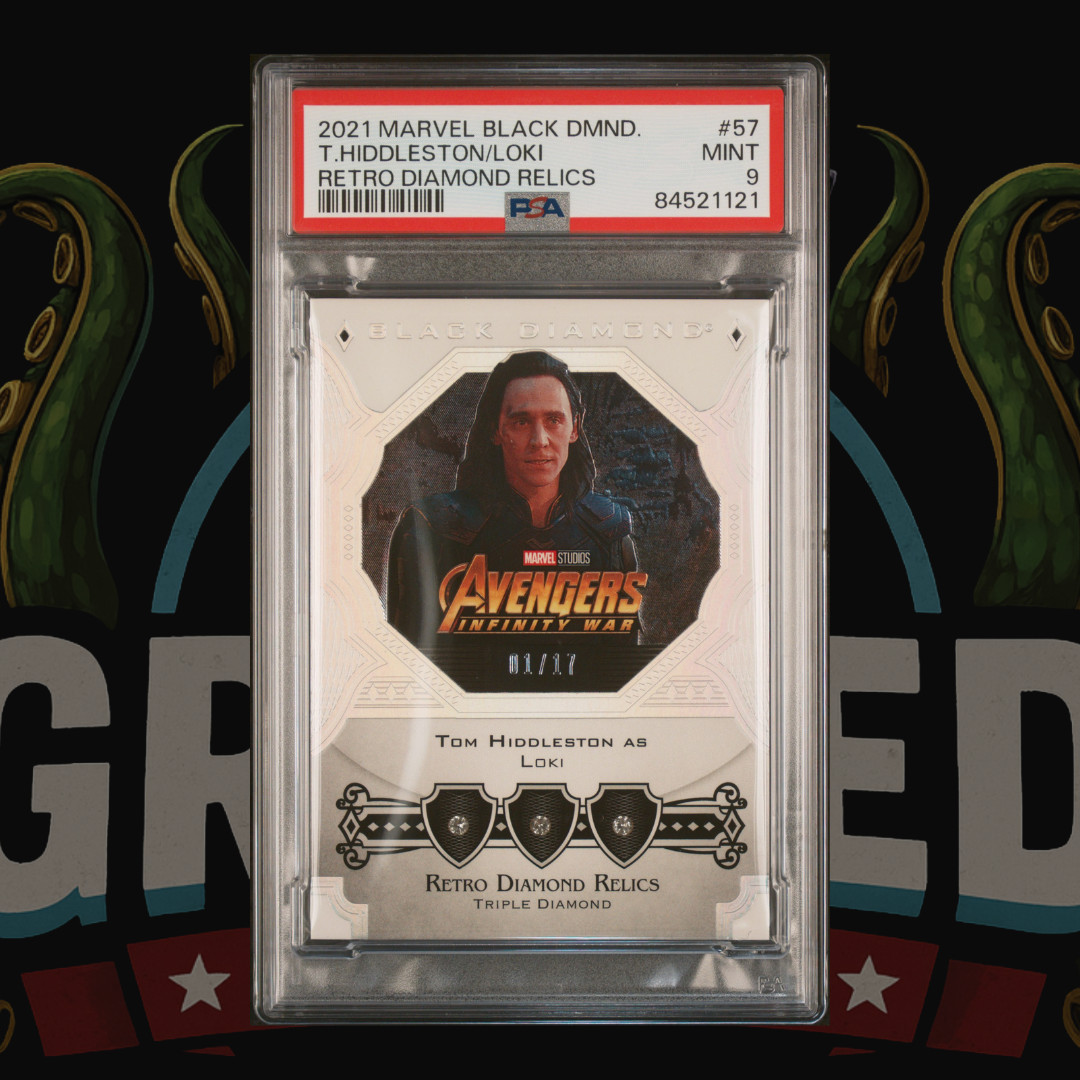 2021 UD Marvel Black Diamond Retro Diamond Relics 57 Tom Hiddleston as Loki 01/1