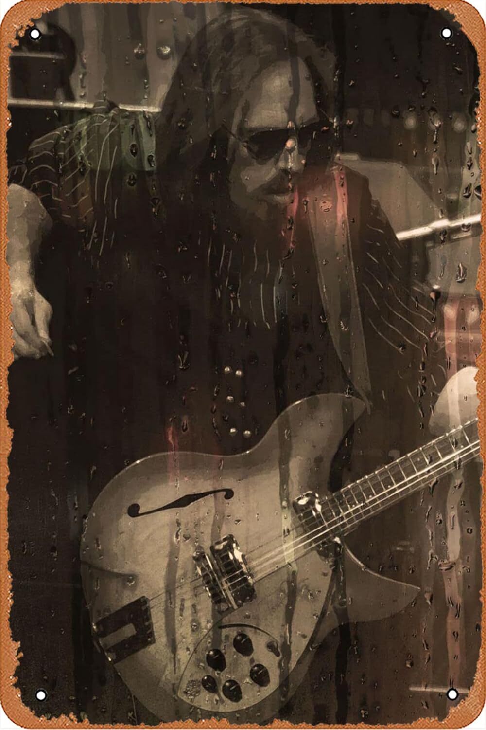 Guitar Tom Petty Metal Tin Sign Poster Vintage Art Wall Decor 12 x 8 inch