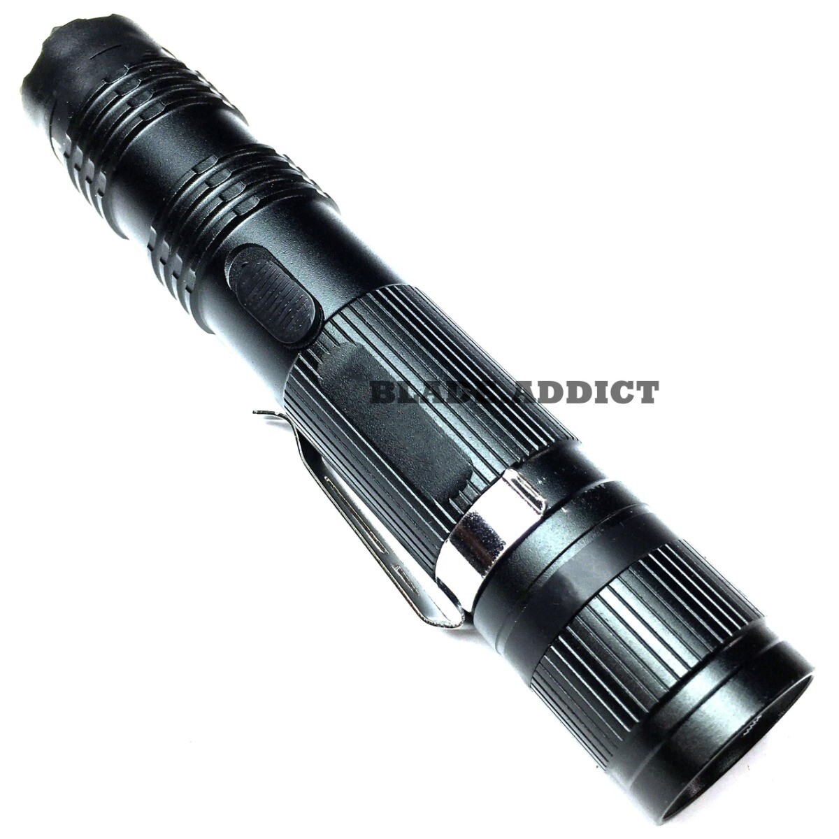 Metal MILITARY Stun Gun 260MV Rechargeable Flashlight LED + Pepper Spray BLACK
