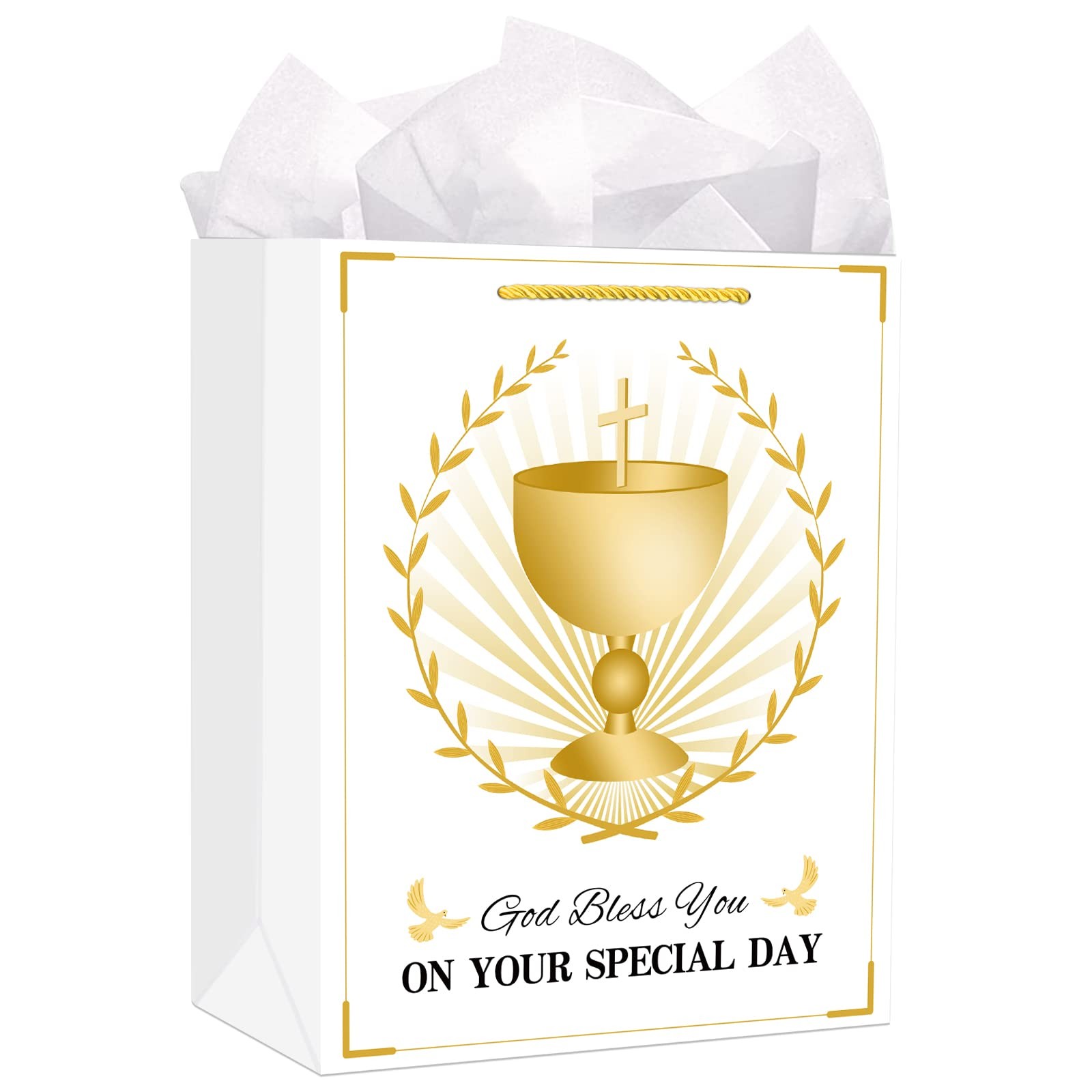 FaCraft First Communion Gifts Bags -Gold Cross 1 Count (Pack of 1), Style5