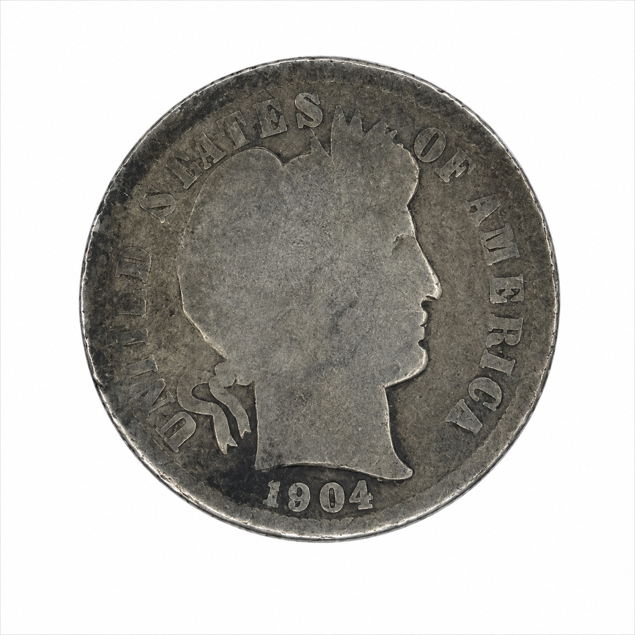 1904 Barber Silver Dime – Mint Mark Unknown – U.S. 90% Silver 10C Coin