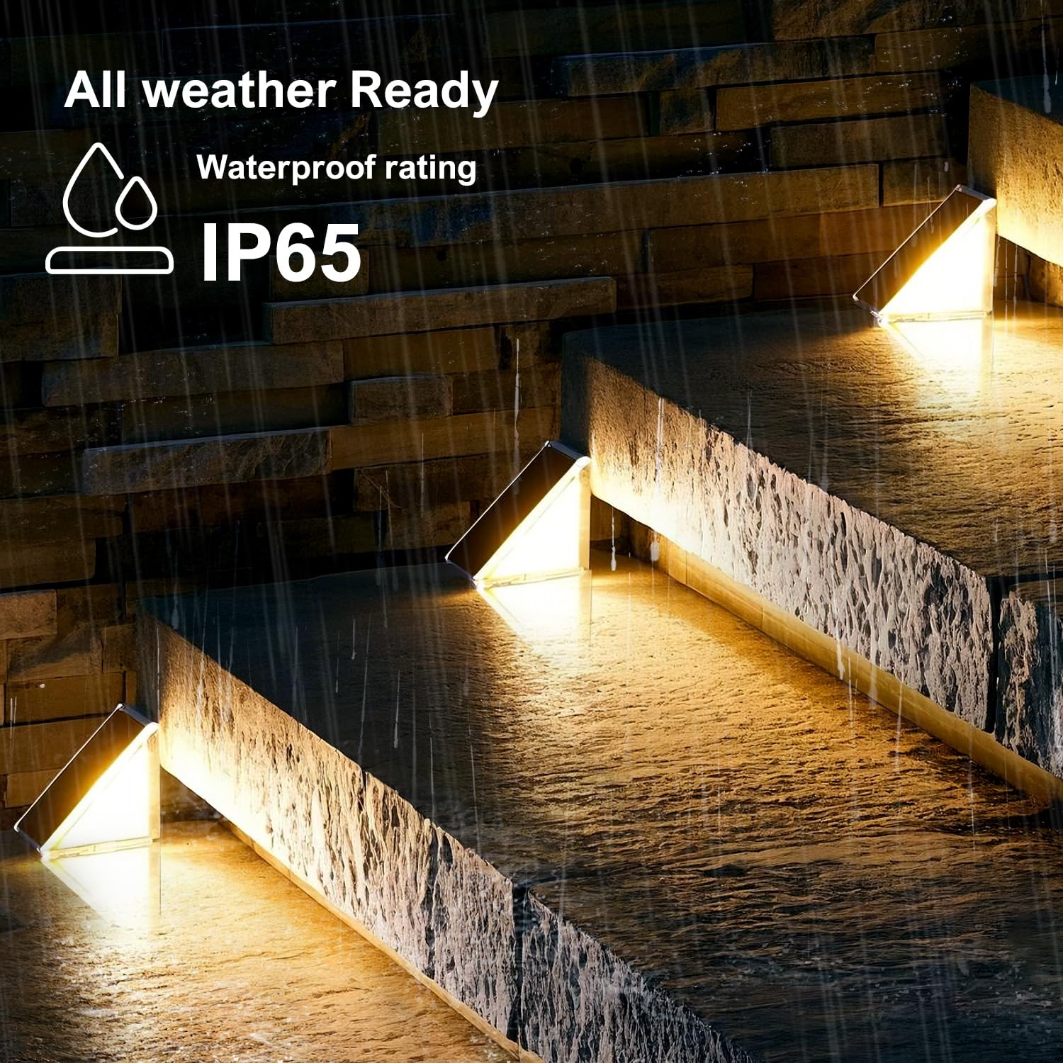 JEJOT Solar Step Light Outdoor Stair Lights, Deck Lights Outdoor Powered IP65 Wa