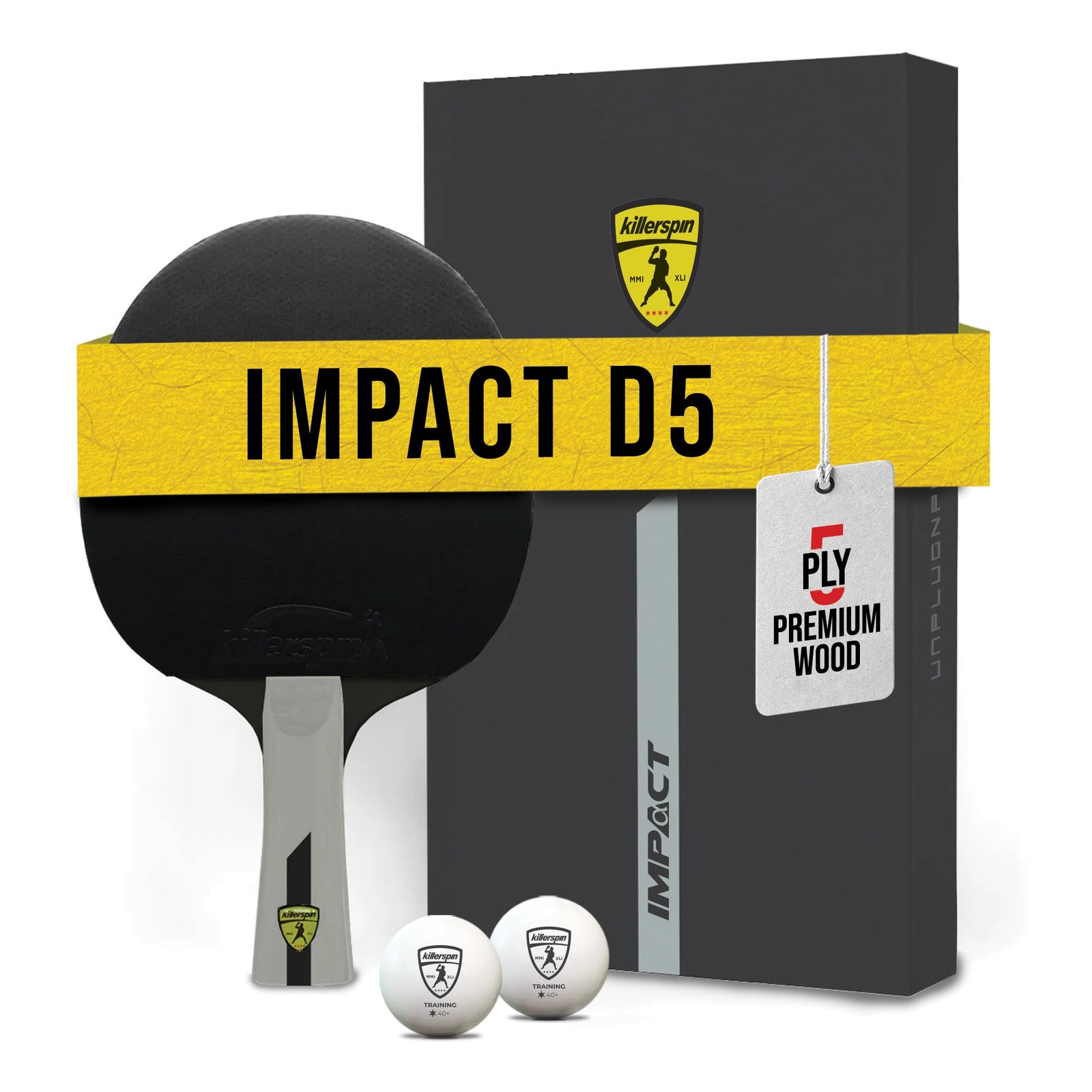 Killerspin Impact D5 Ping Pong Paddle, Table Tennis Racket, Standard, Black