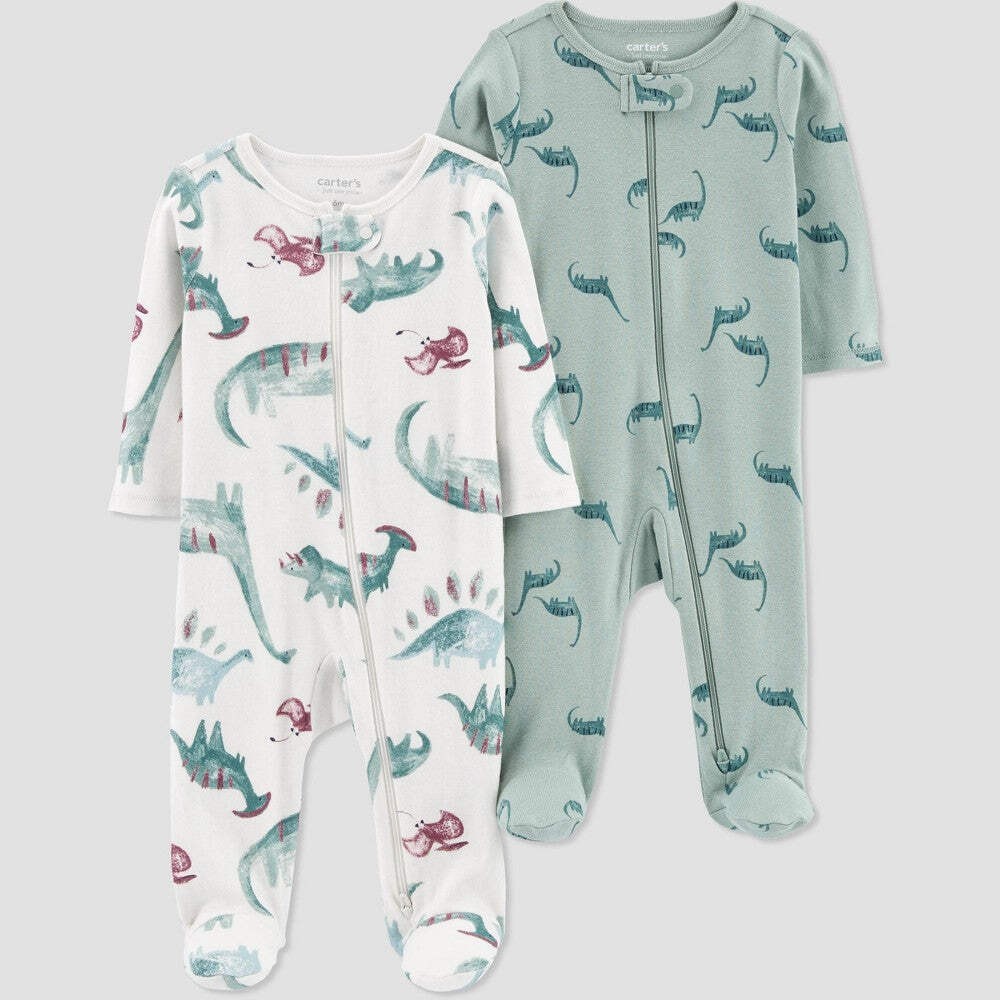 Carter’s Just One You® Baby Boys’ 2pk Sleep N’ Play – 2 Way Zipper – Green – 3M