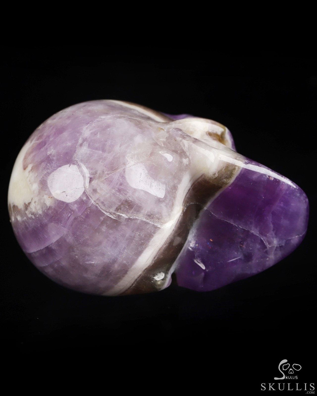 2.0″ Dream Chevron Amethyst Hand Carved Crystal Skull, Realistic, Healing