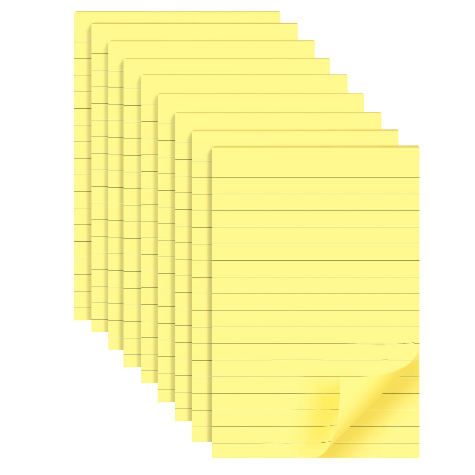 9 Pads Lined Sticky Notes 4×6 inch Post, Yellow, Clean in, Yellow