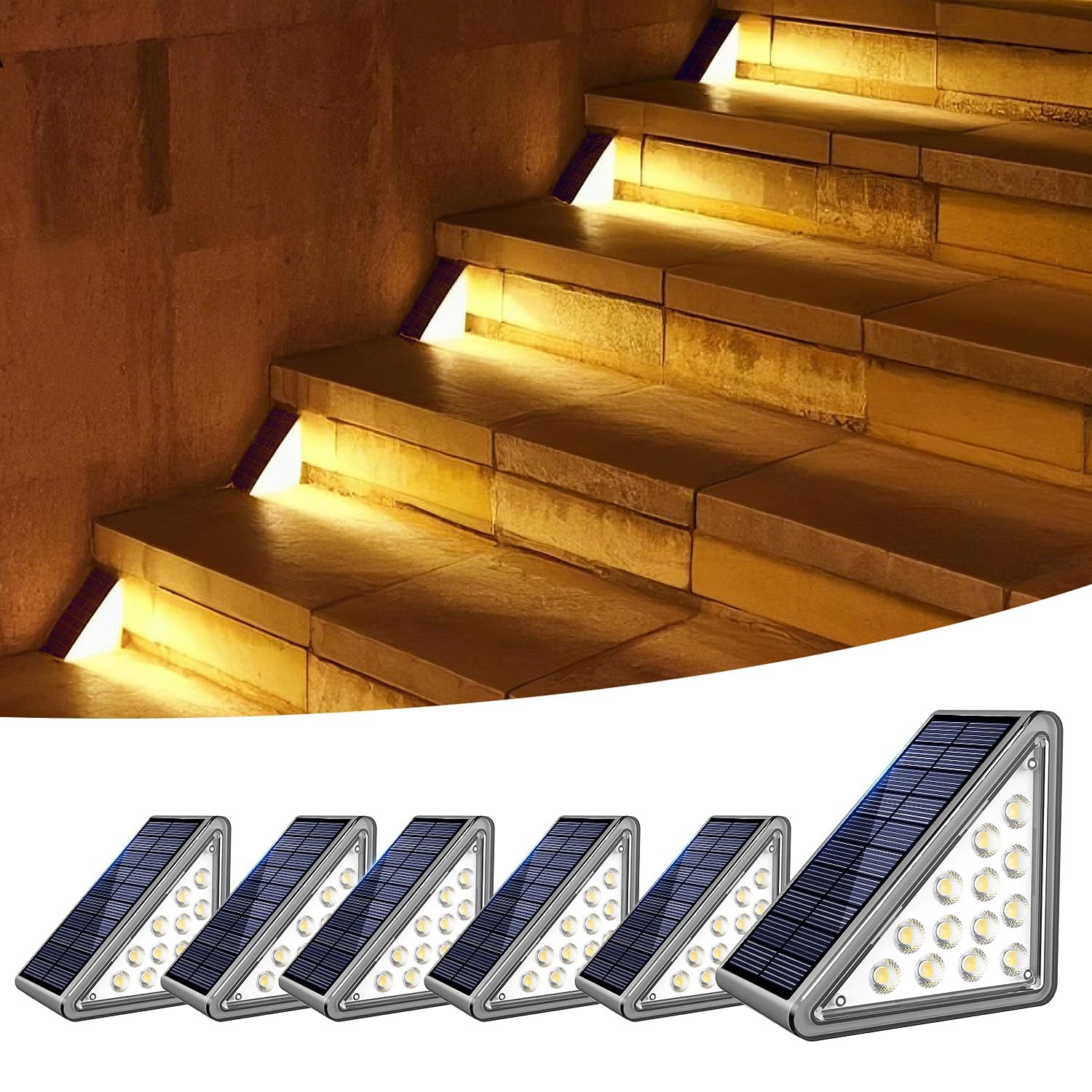 JEJOT Solar Step Light Outdoor Stair Lights, Deck Lights Outdoor Powered IP65 Wa
