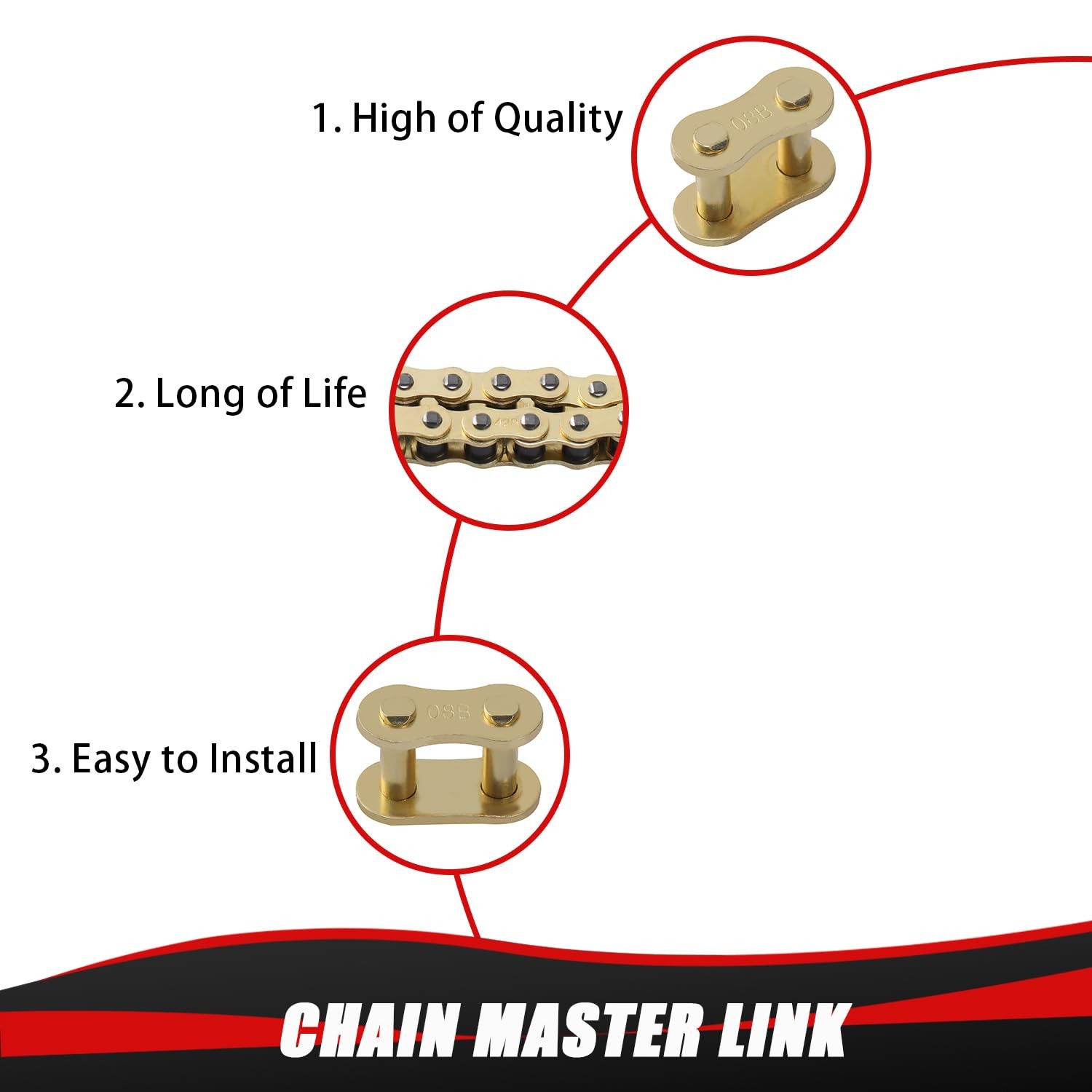 KAMIER 428 Drive Chain 102 Links Gold with Chain Breaker for 50cc 70cc 90cc 110c